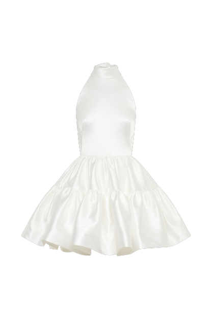 Dorota Satin Halter Mini Dress - White-My Chic Way.All Rights Reserved