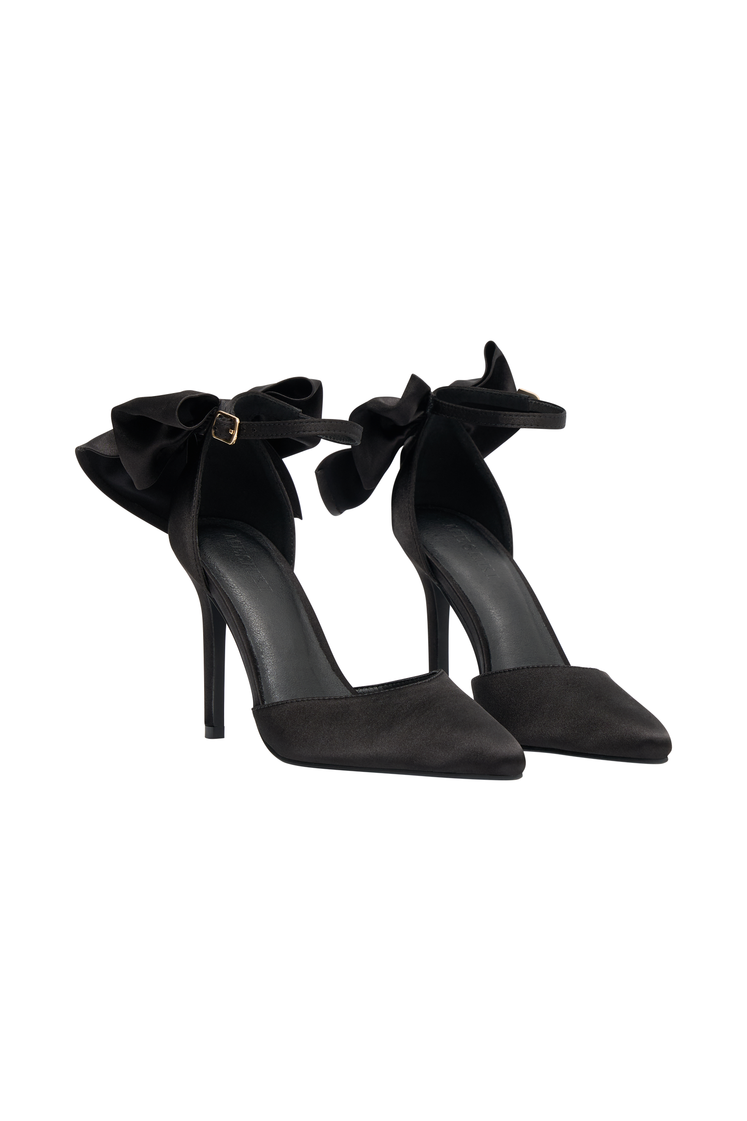 Charmed Satin Bow Heel - Black-My Chic Way.All Rights Reserved