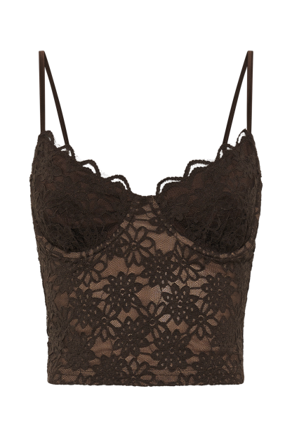 Joey Lace Corset Top - Chocolate-My Chic Way.All Rights Reserved