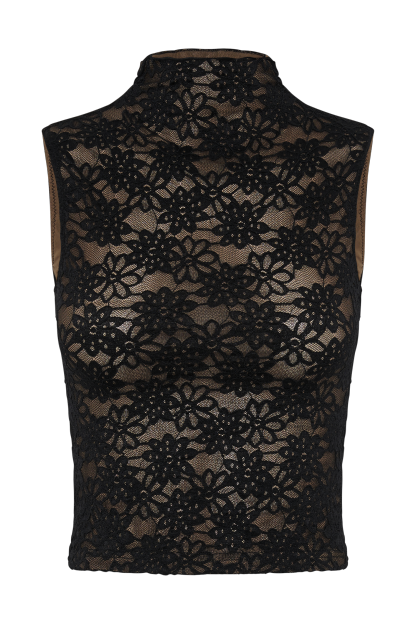 Elska Lace High Neck Top - Black-My Chic Way.All Rights Reserved