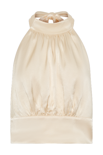 Clara Satin Halter Top - Buttercream-My Chic Way.All Rights Reserved