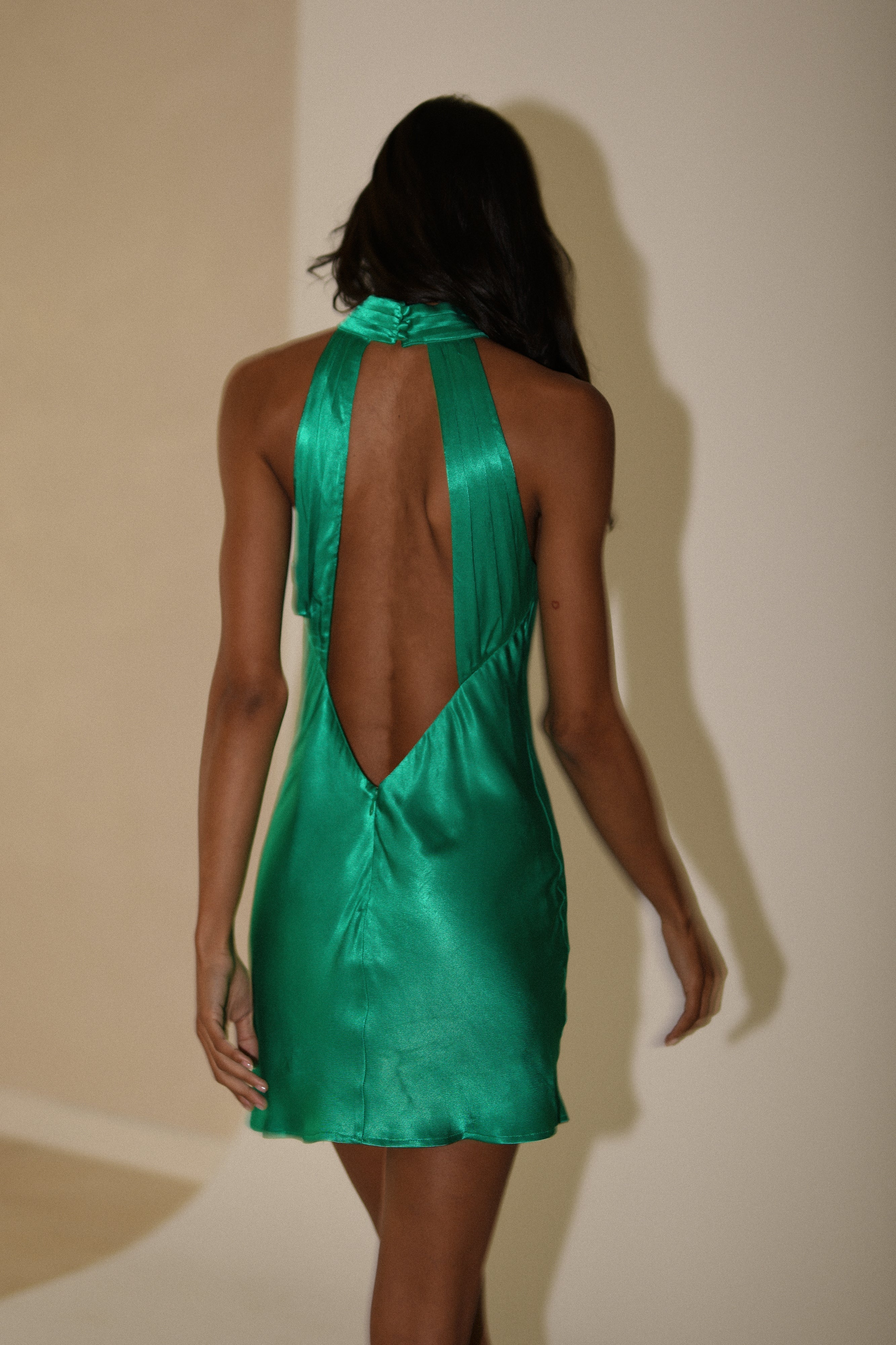 Claire Shiny A Line Mini Dress - Green-My Chic Way.All Rights Reserved