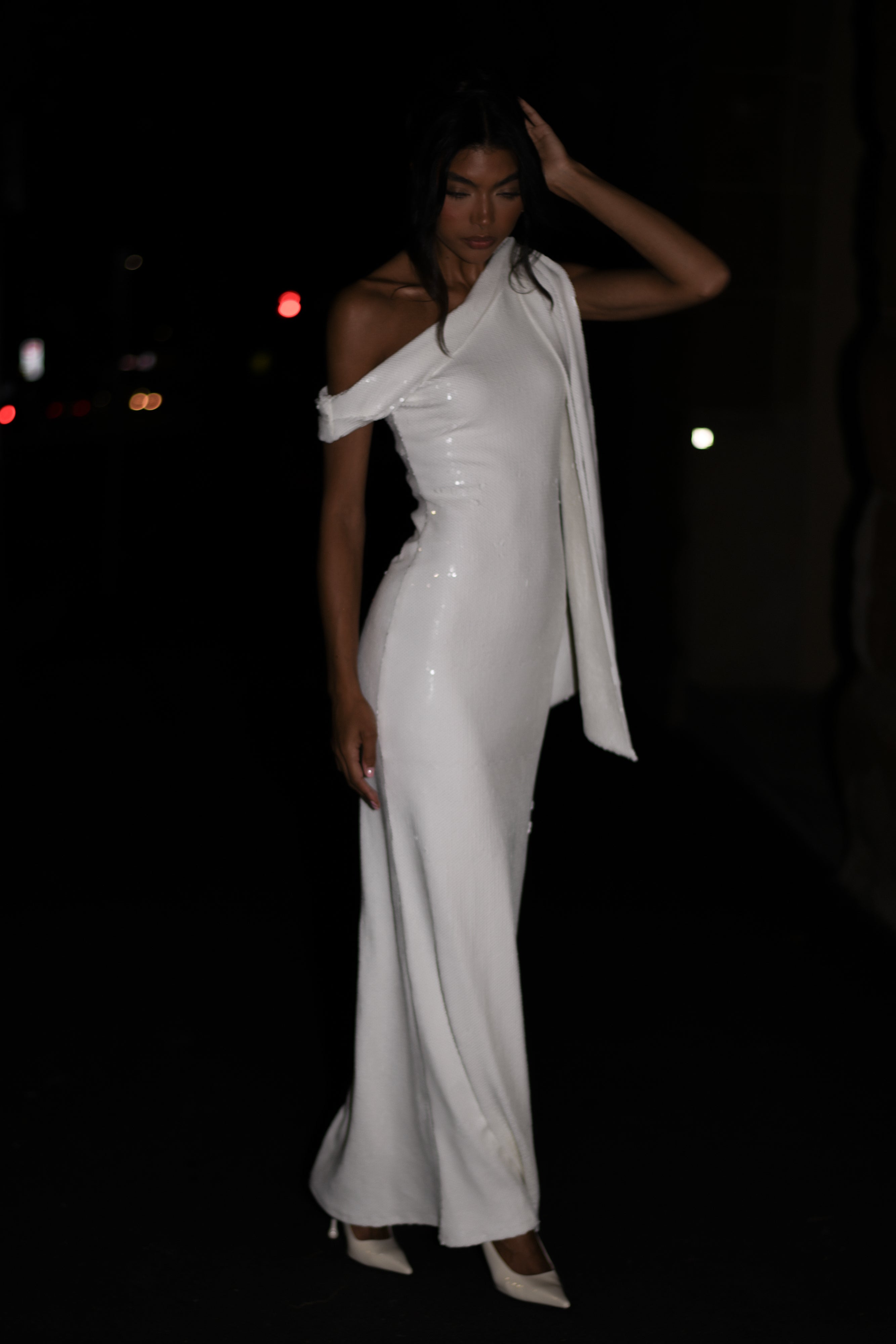 Catarina Sequin Maxi Dress - White-My Chic Way.All Rights Reserved