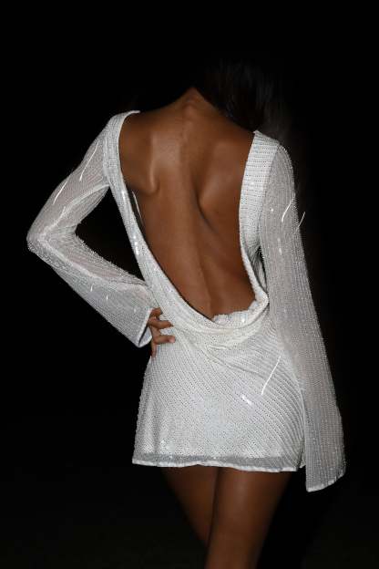 Nala Sequin Mini Dress - White-My Chic Way.All Rights Reserved