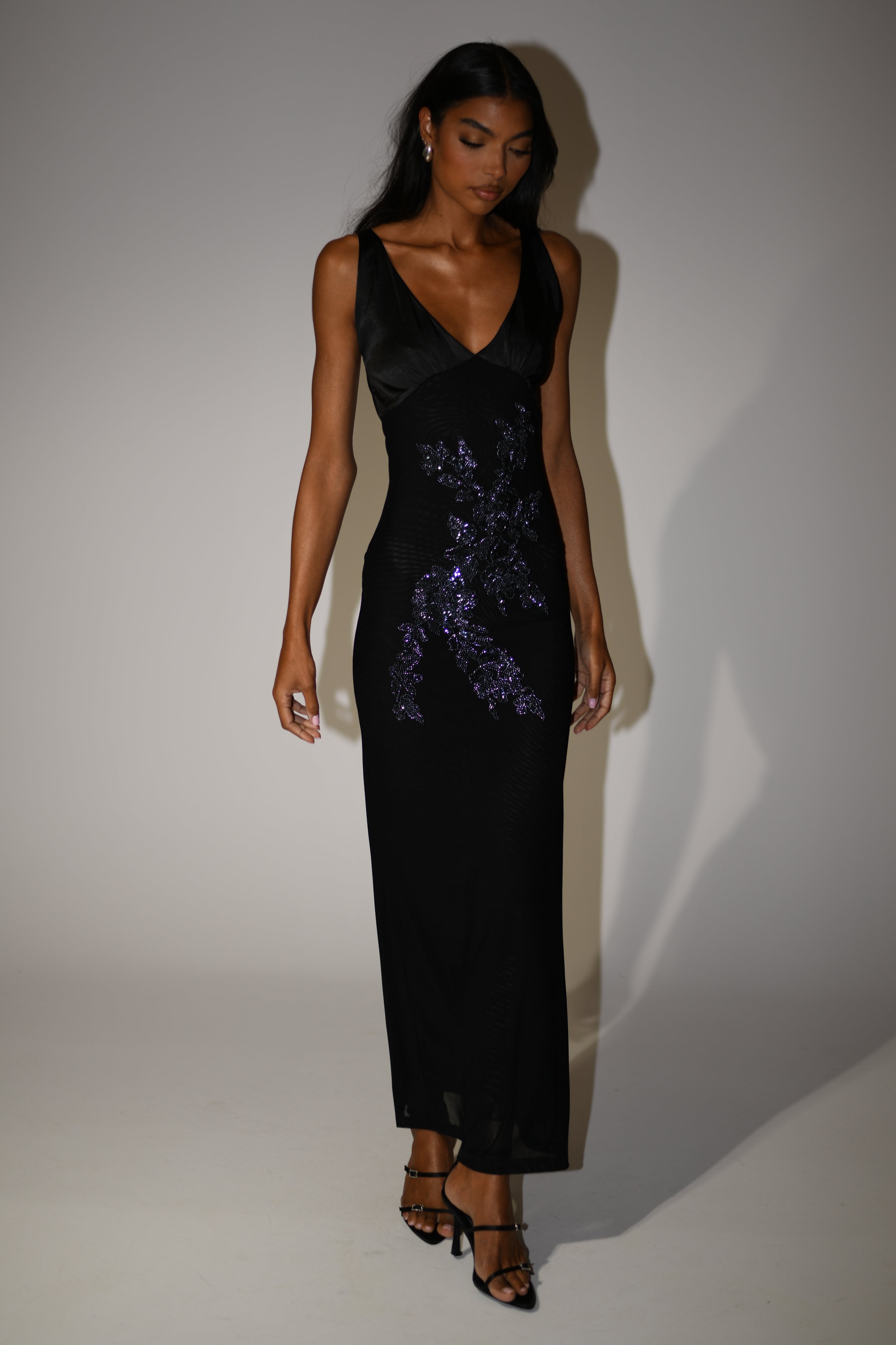 Maya Beaded Mesh Maxi Dress - Black-My Chic Way.All Rights Reserved