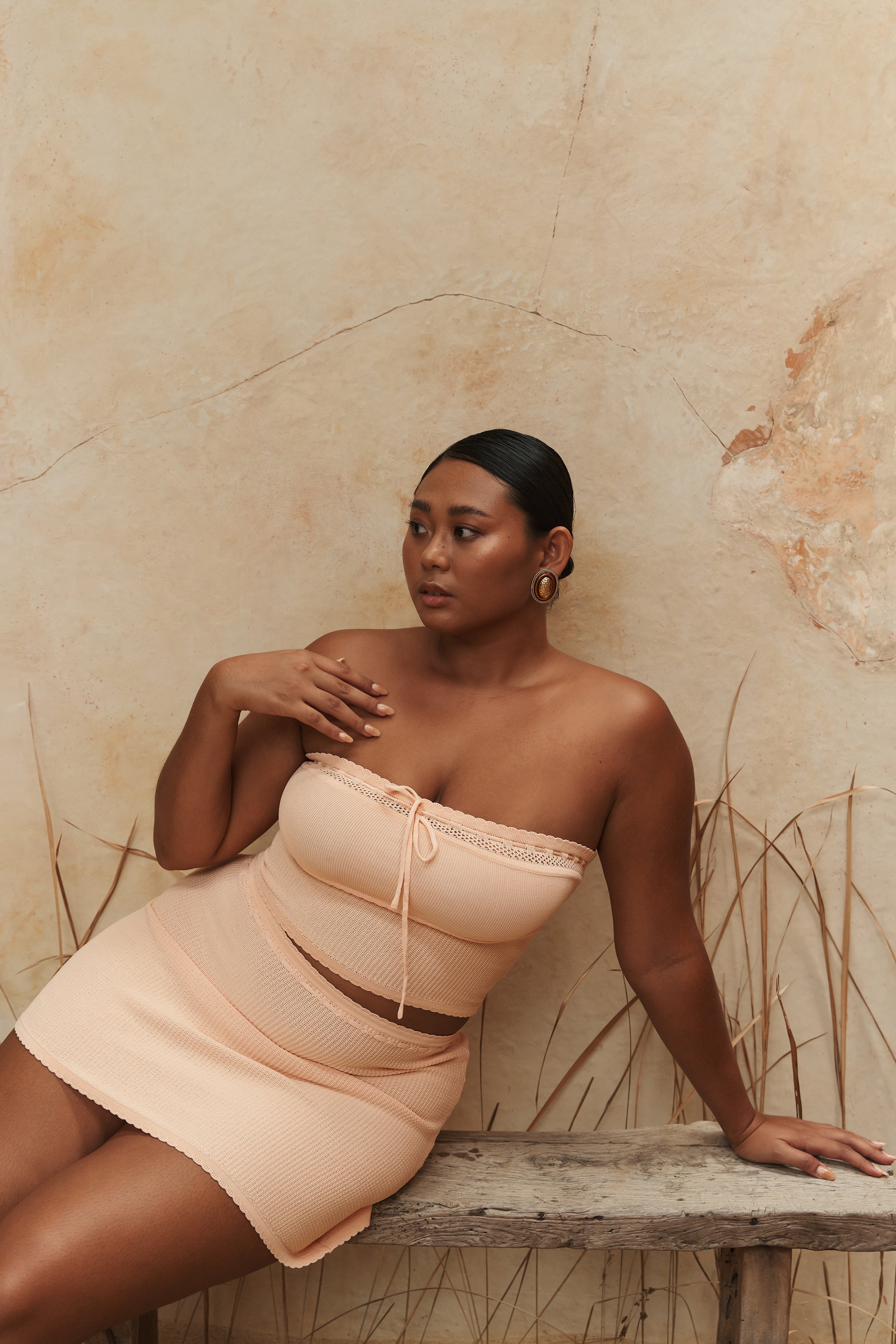 Kyra Waffle Knit Tube Top - Apricot-My Chic Way.All Rights Reserved