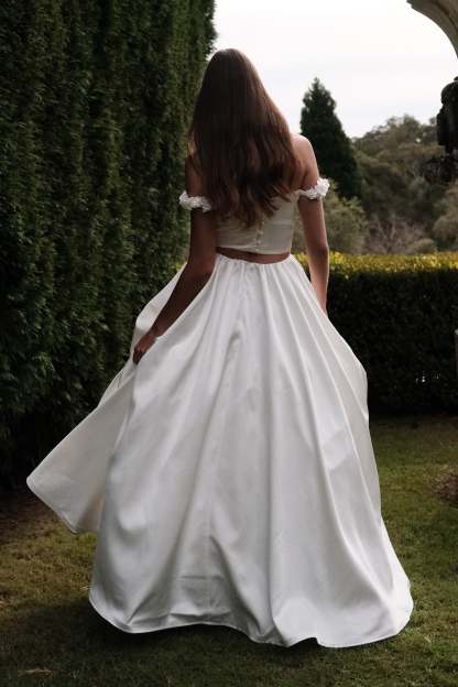 Kelsey Satin Maxi Skirt - White-My Chic Way.All Rights Reserved