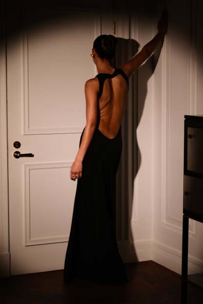 Louise Slinky Backless Maxi Dress - Black-My Chic Way.All Rights Reserved