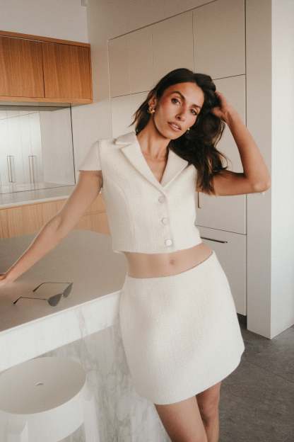Parisa Boucle Button Up Top - Ivory-My Chic Way.All Rights Reserved