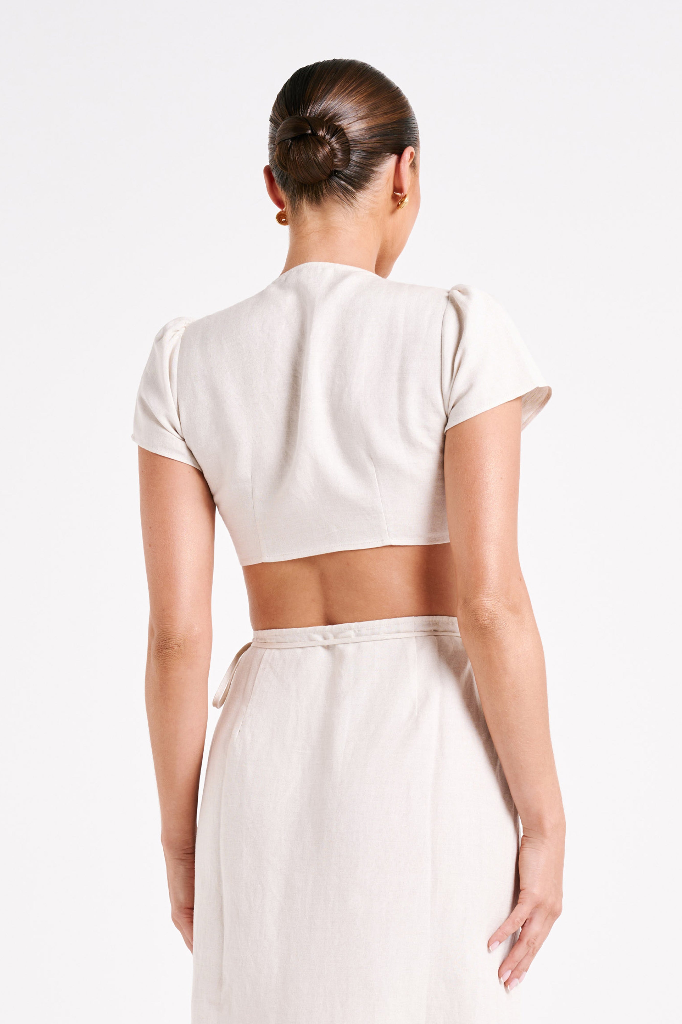 Fatima Linen Crop Top - Natural-My Chic Way.All Rights Reserved