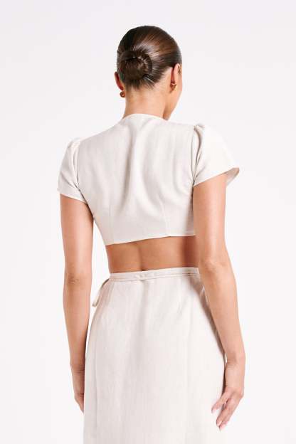 Fatima Linen Crop Top - Natural-My Chic Way.All Rights Reserved
