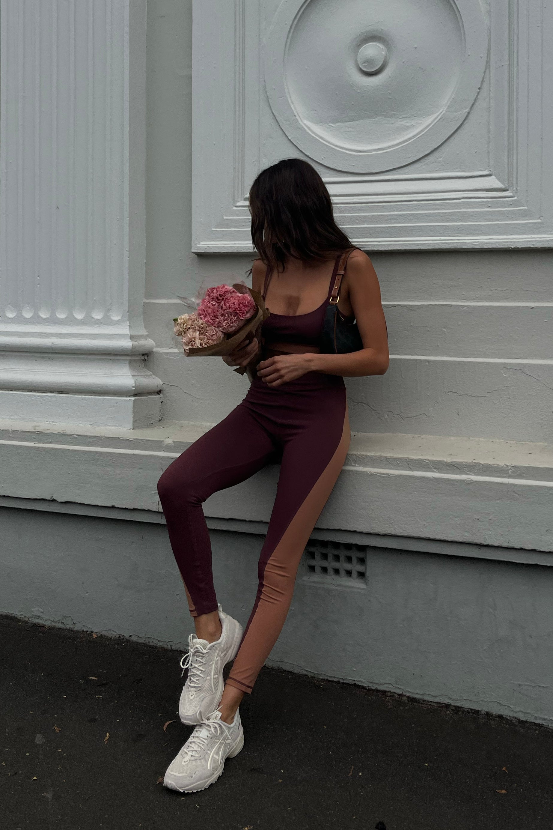 Libby Two Tone Panel Leggings - Mahogany/Tan-My Chic Way.All Rights Reserved