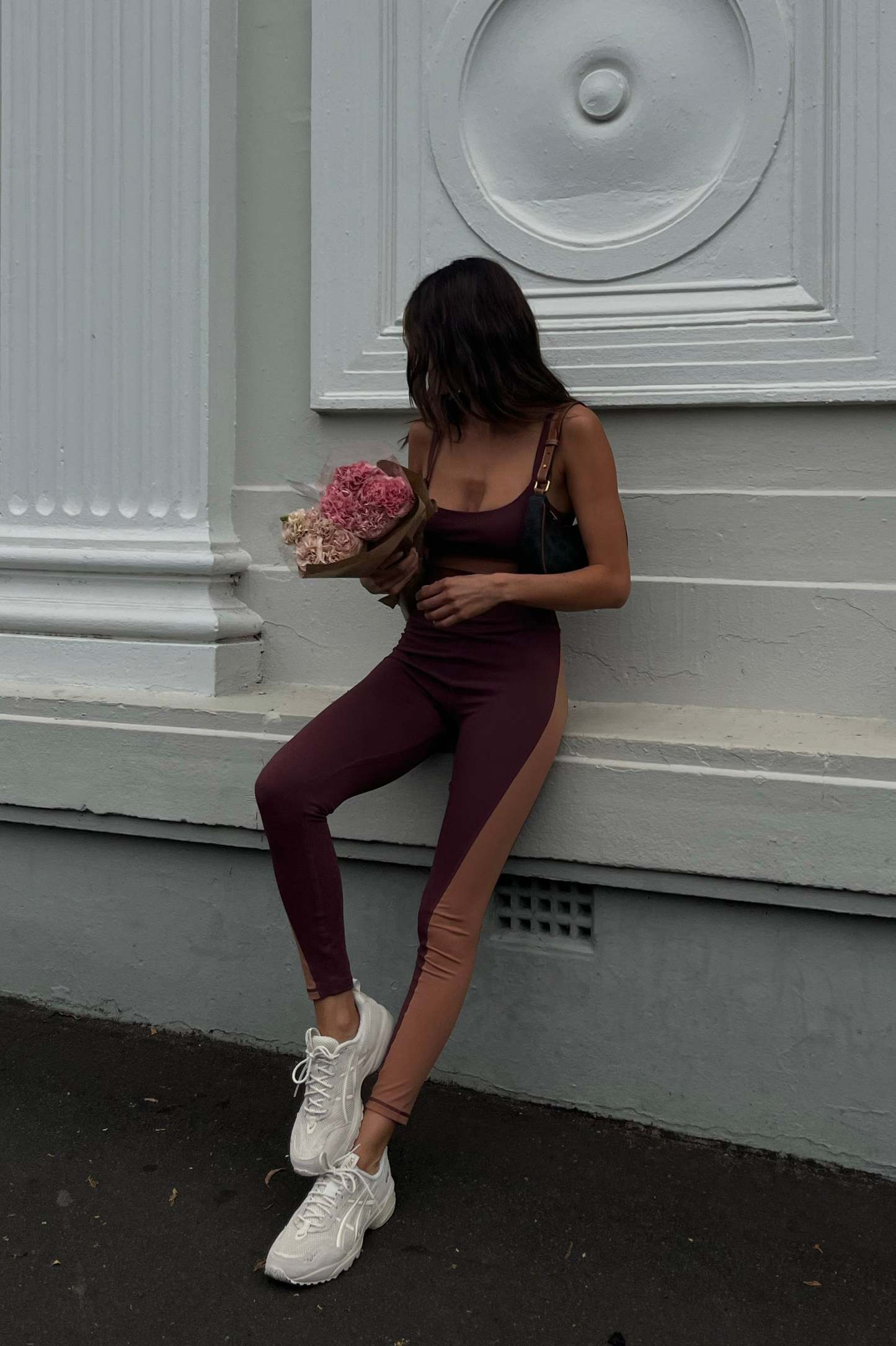 Libby Two Tone Panel Leggings - Mahogany/Tan-My Chic Way.All Rights Reserved