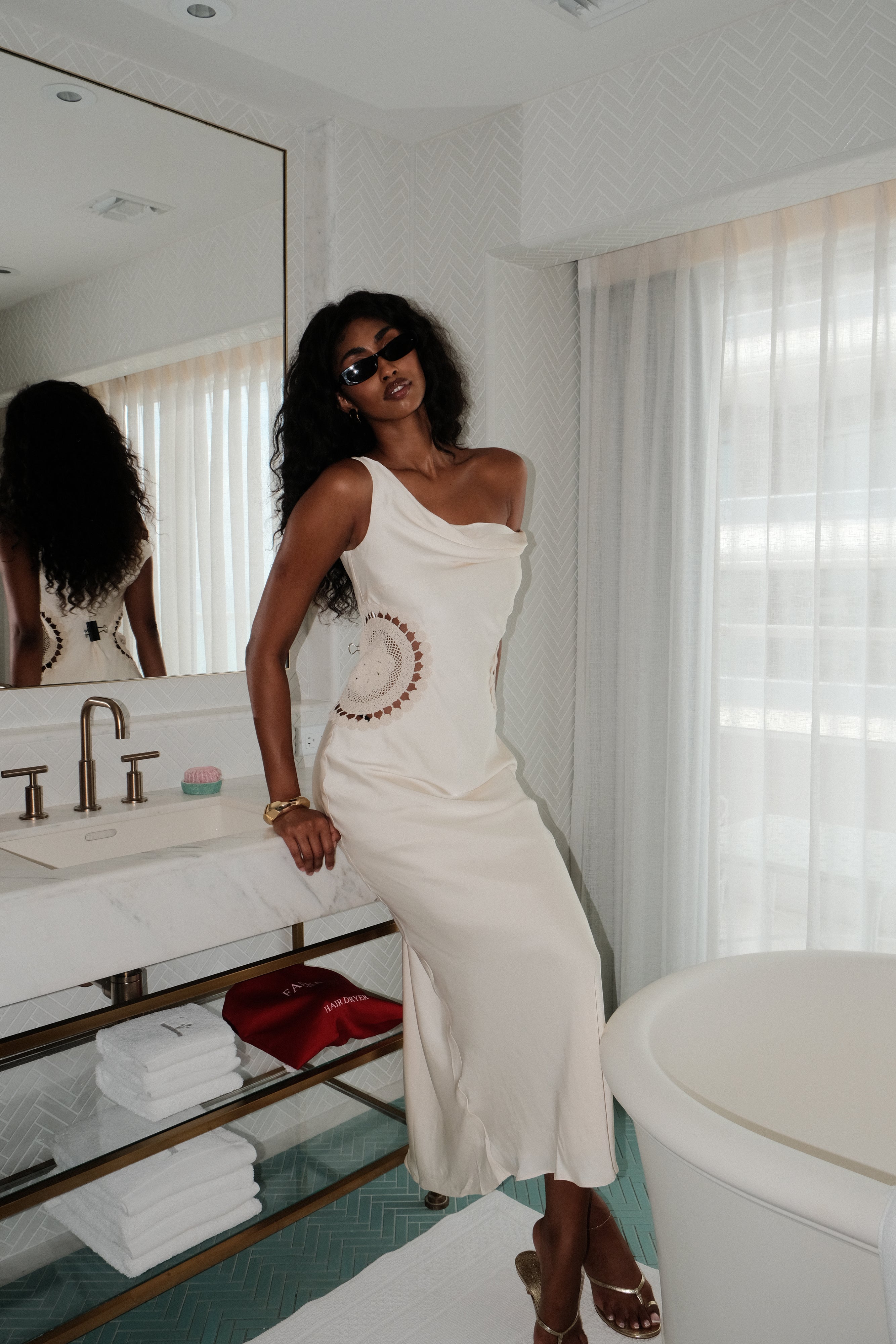 Kristina Satin Maxi Dress With Crochet - Ivory-My Chic Way.All Rights Reserved