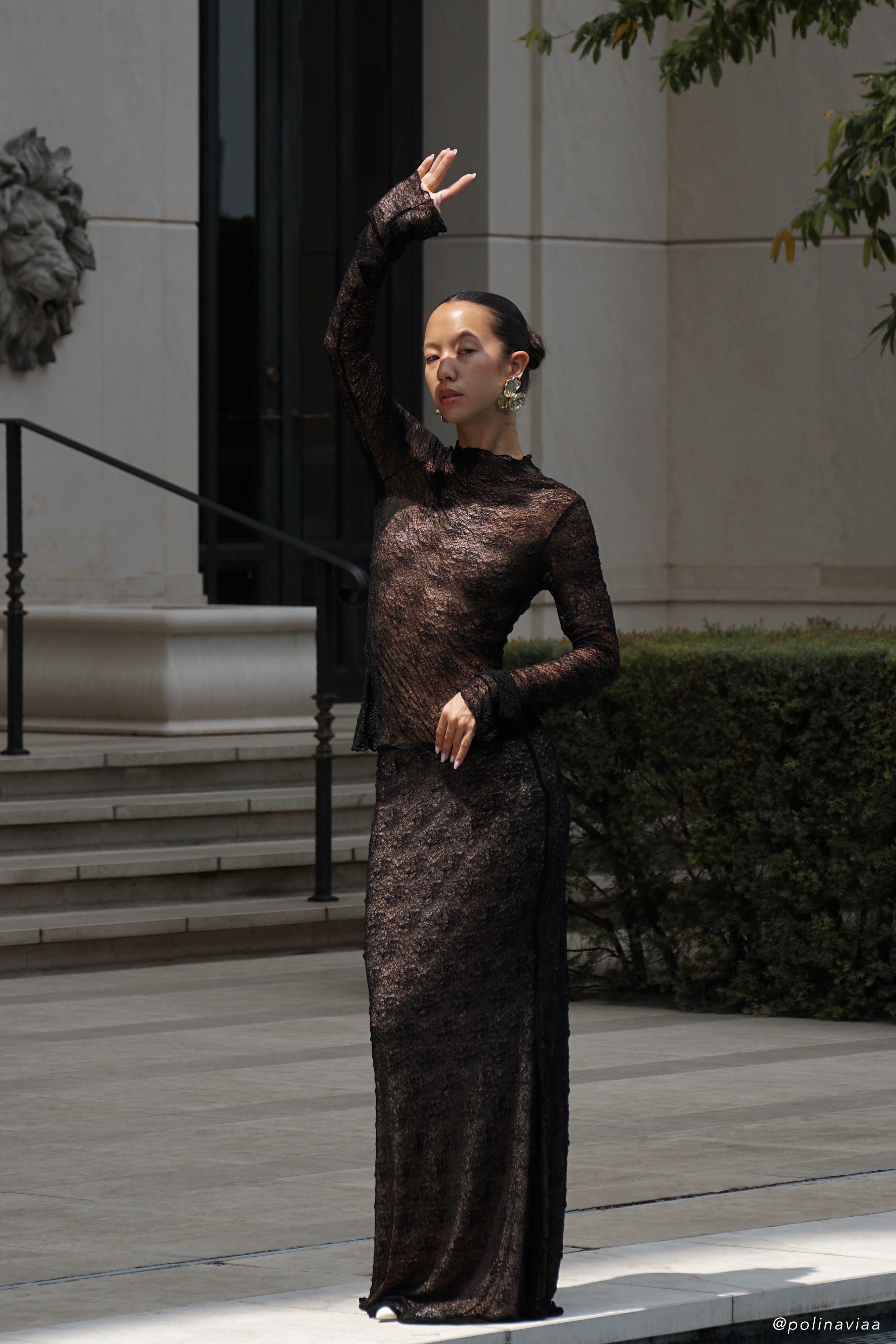 Riley Sheer Lace Long Sleeve Top - Black-My Chic Way.All Rights Reserved