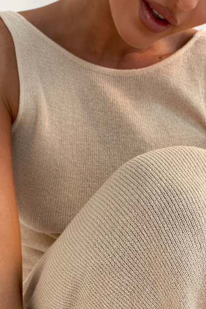 Maxine Sheer Knit Maxi Dress - Wheat-My Chic Way.All Rights Reserved