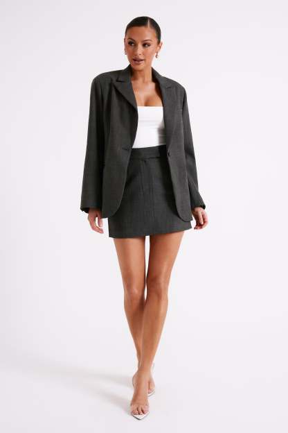 Drew Oversized Textured Blazer - Charcoal-My Chic Way.All Rights Reserved