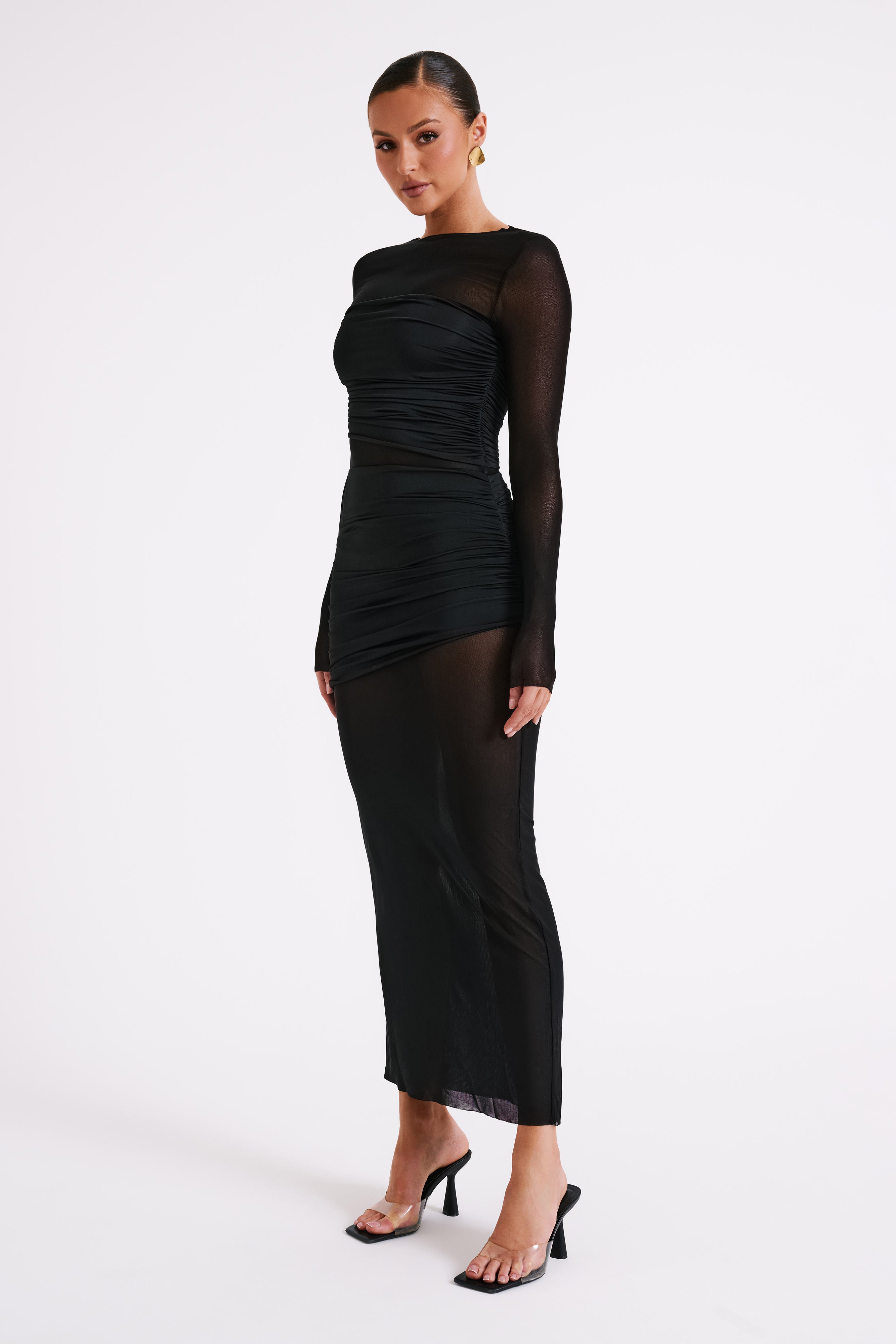 Kate Mesh And Nylon Maxi Dress - Black-My Chic Way.All Rights Reserved