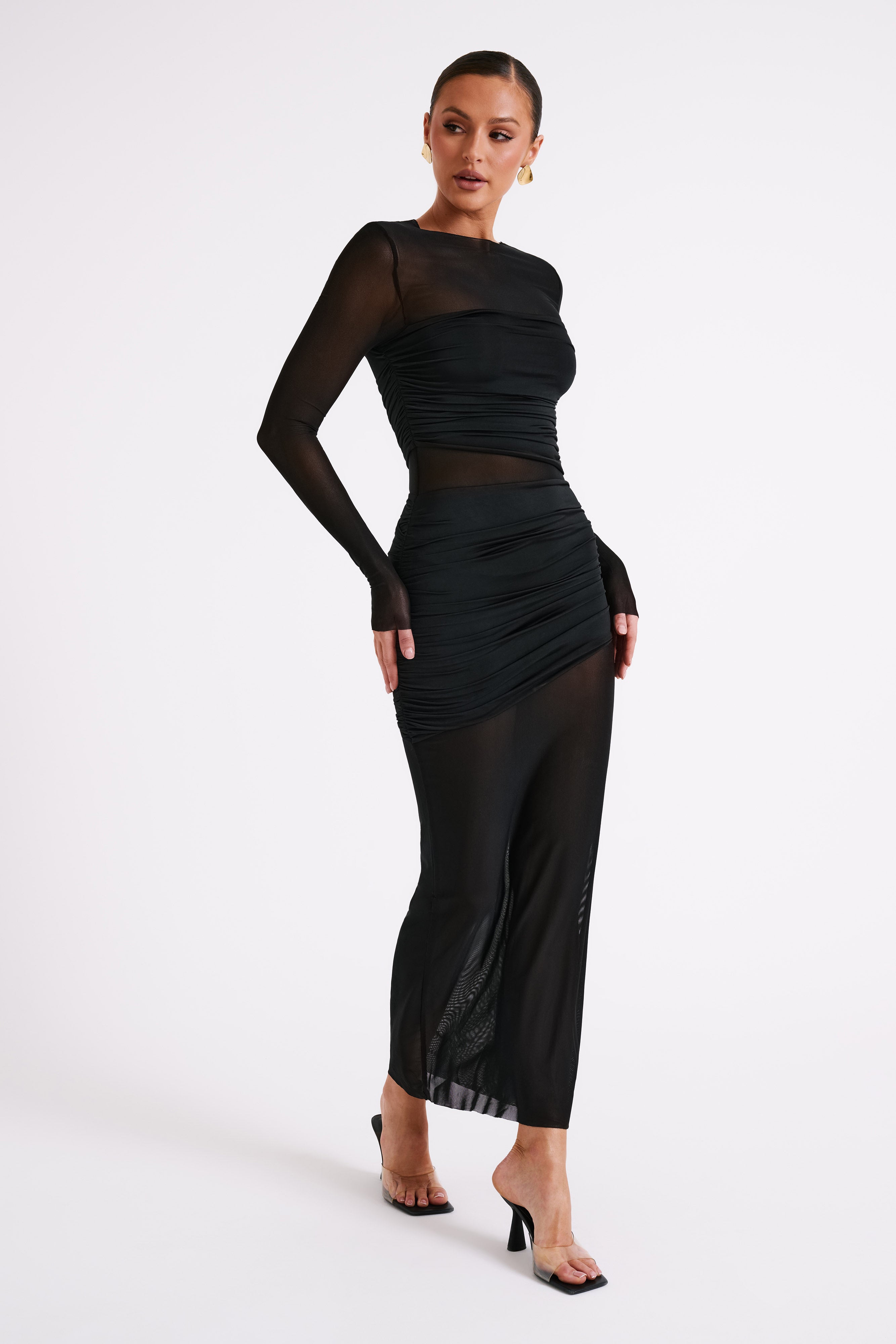 Kate Mesh And Nylon Maxi Dress - Black-My Chic Way.All Rights Reserved