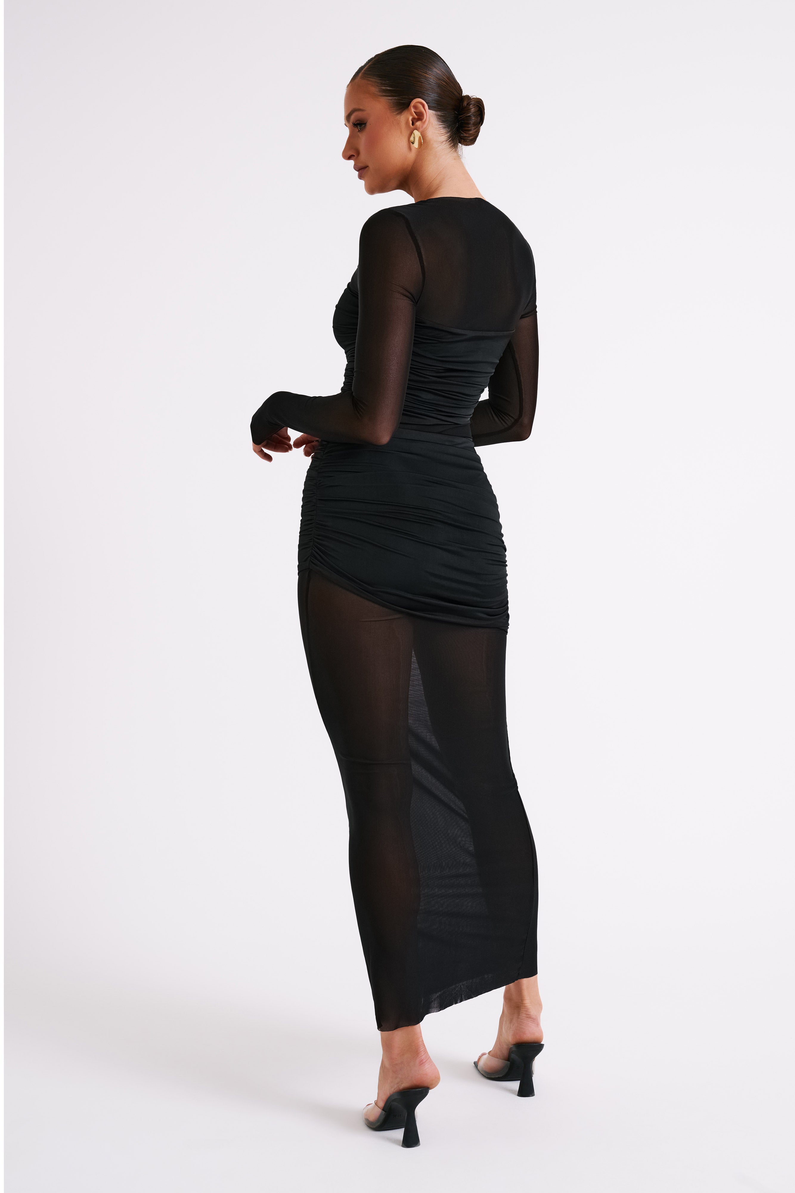 Kate Mesh And Nylon Maxi Dress - Black-My Chic Way.All Rights Reserved