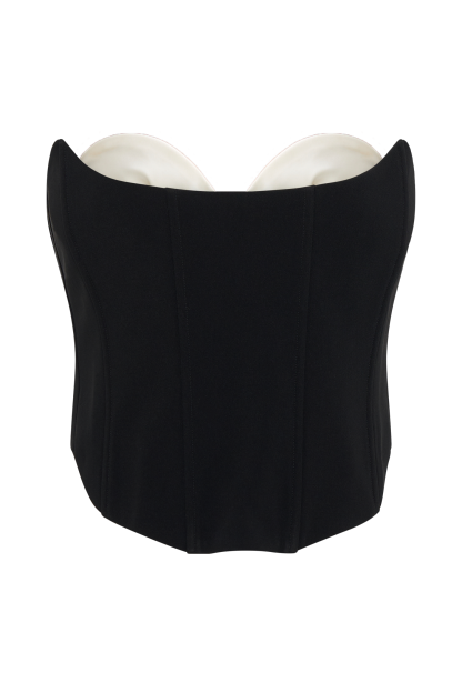 Oceane Contrast Suiting Strapless Corset - Black-My Chic Way.All Rights Reserved