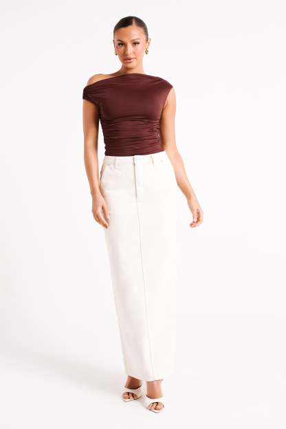 Alayna Recycled Nylon Ruched Top - Chocolate-My Chic Way.All Rights Reserved