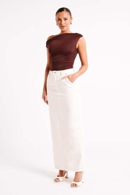 Alayna Recycled Nylon Ruched Top - Chocolate-My Chic Way.All Rights Reserved