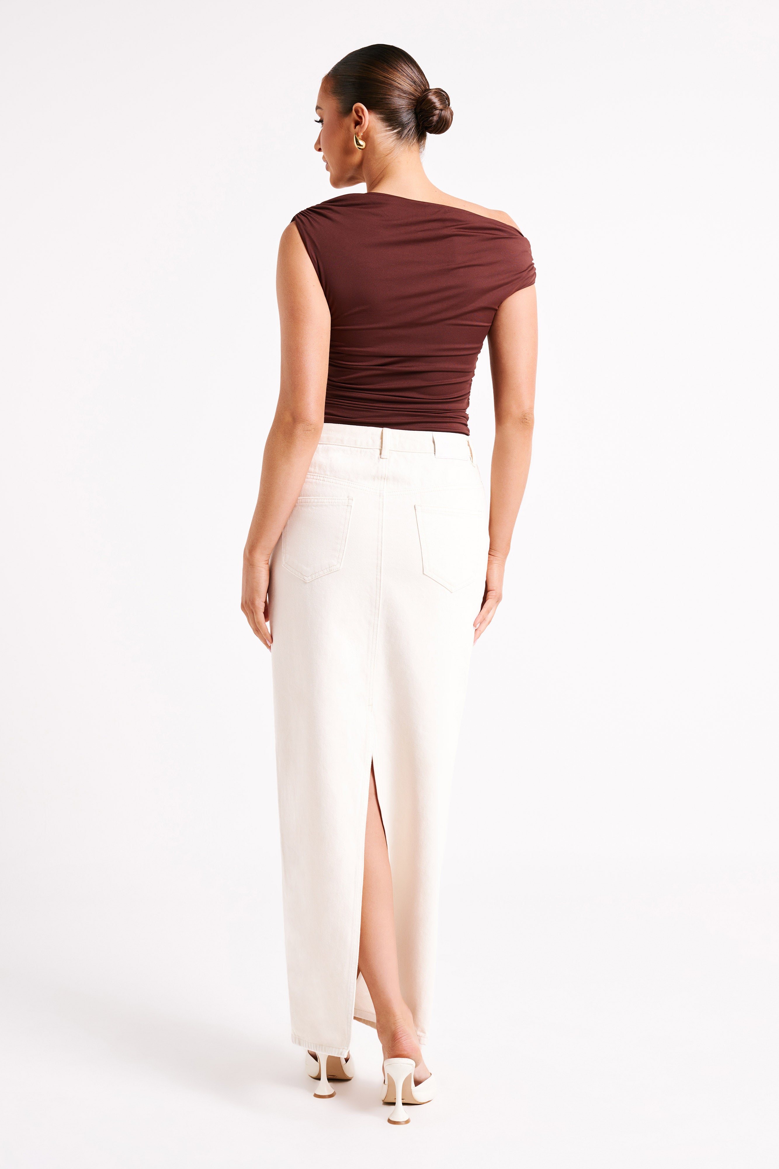 Alayna Recycled Nylon Ruched Top - Chocolate-My Chic Way.All Rights Reserved