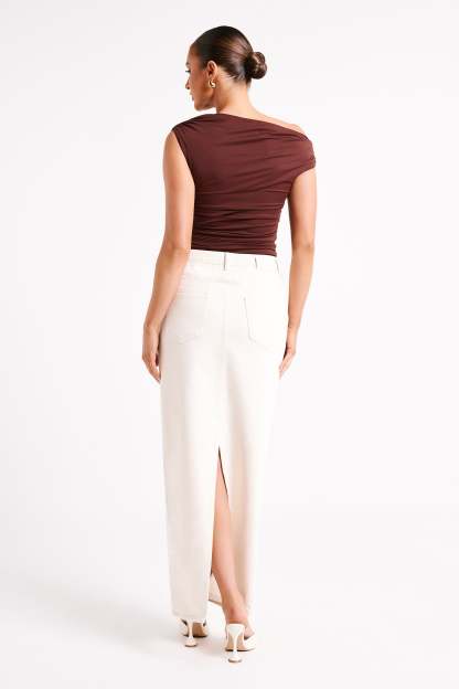 Alayna Recycled Nylon Ruched Top - Chocolate-My Chic Way.All Rights Reserved