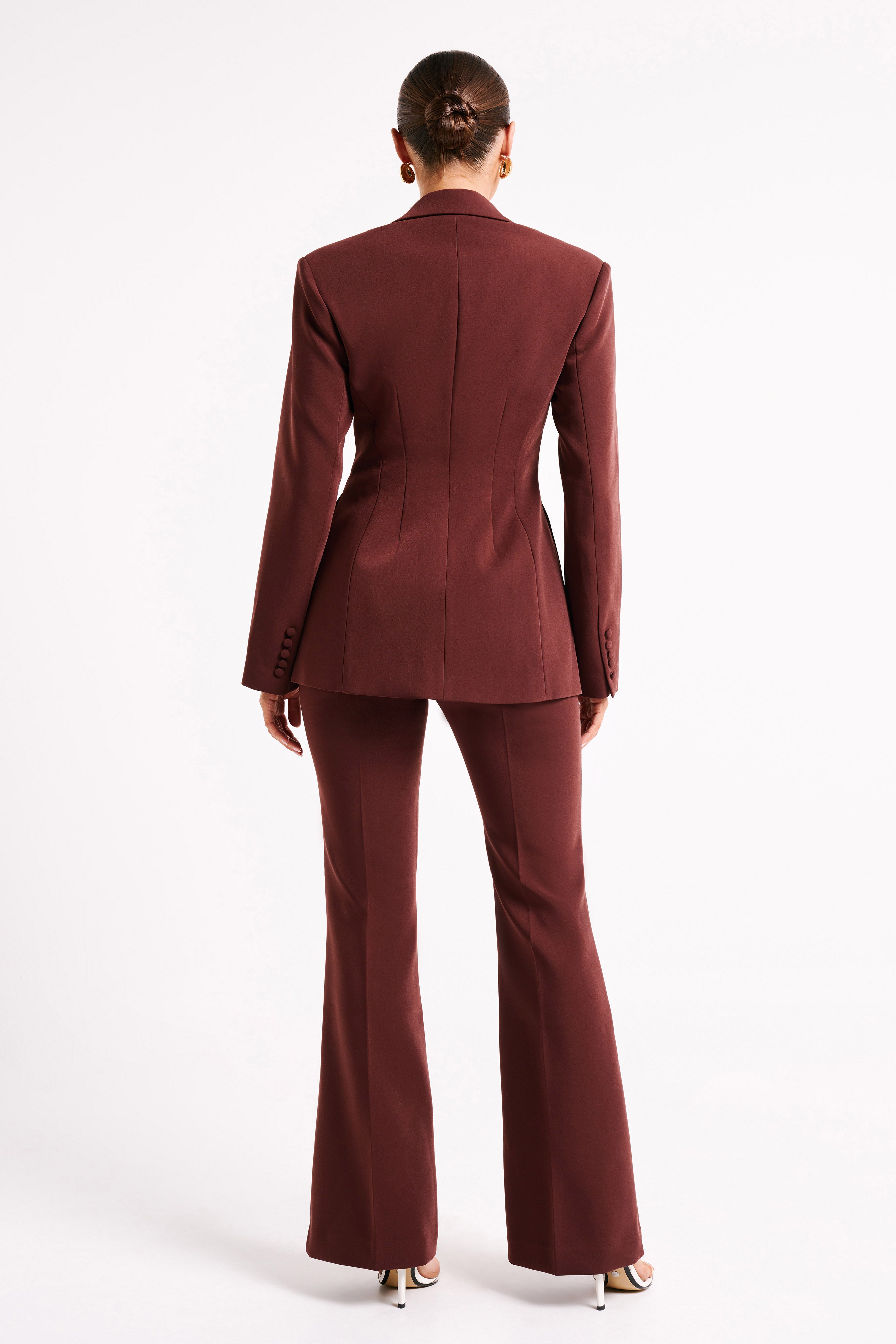 Loretta Fit & Flare Tailored Pant - Chocolate-My Chic Way.All Rights Reserved
