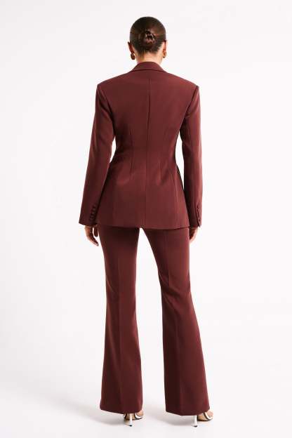Loretta Fit & Flare Tailored Pant - Chocolate-My Chic Way.All Rights Reserved