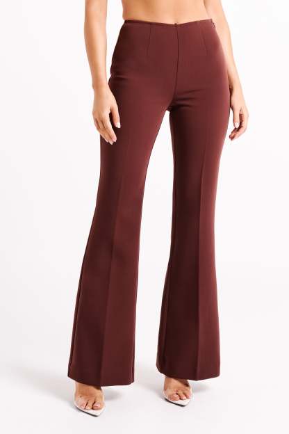 Loretta Fit & Flare Tailored Pant - Chocolate-My Chic Way.All Rights Reserved