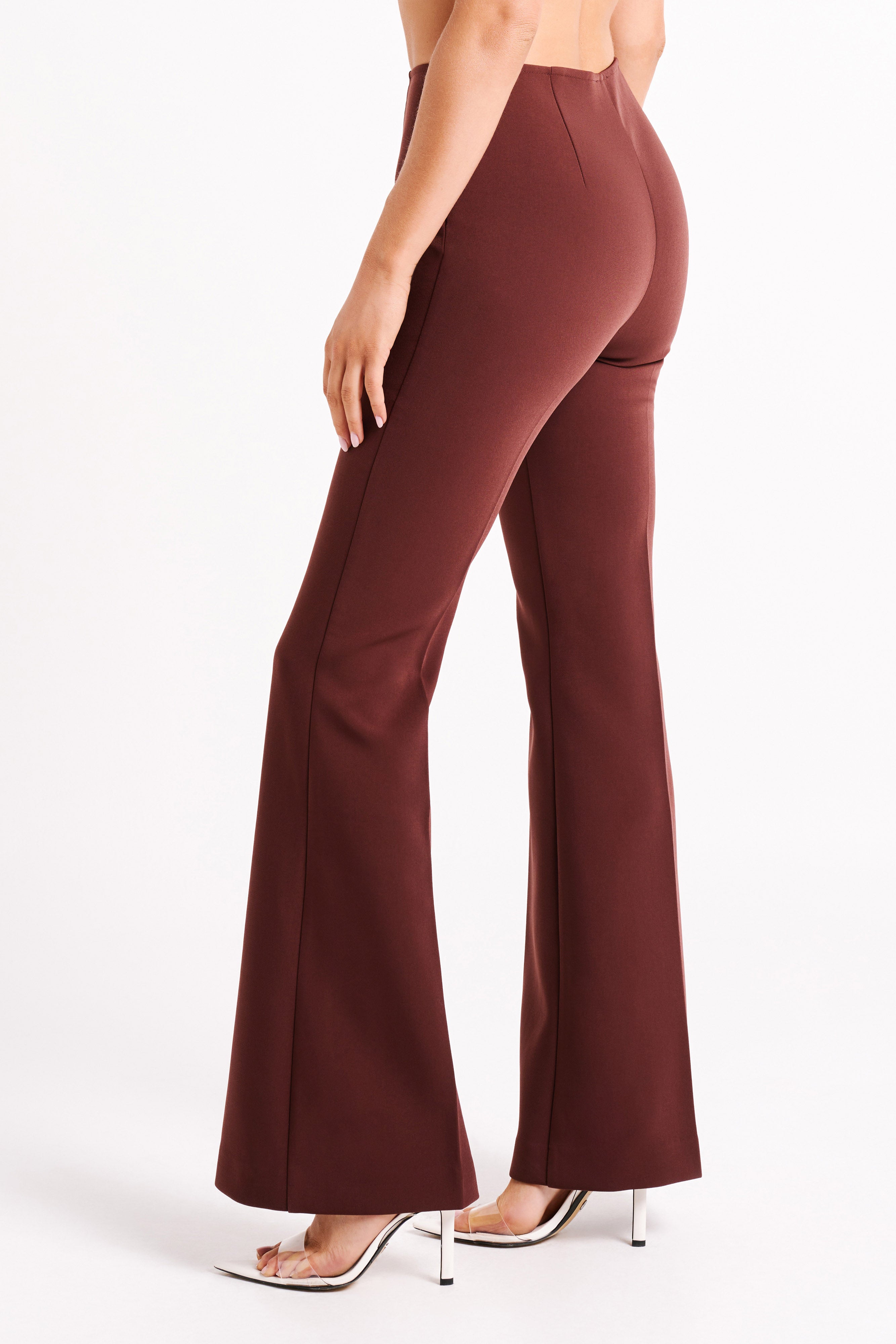 Loretta Fit & Flare Tailored Pant - Chocolate-My Chic Way.All Rights Reserved