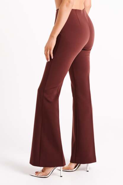 Loretta Fit & Flare Tailored Pant - Chocolate-My Chic Way.All Rights Reserved