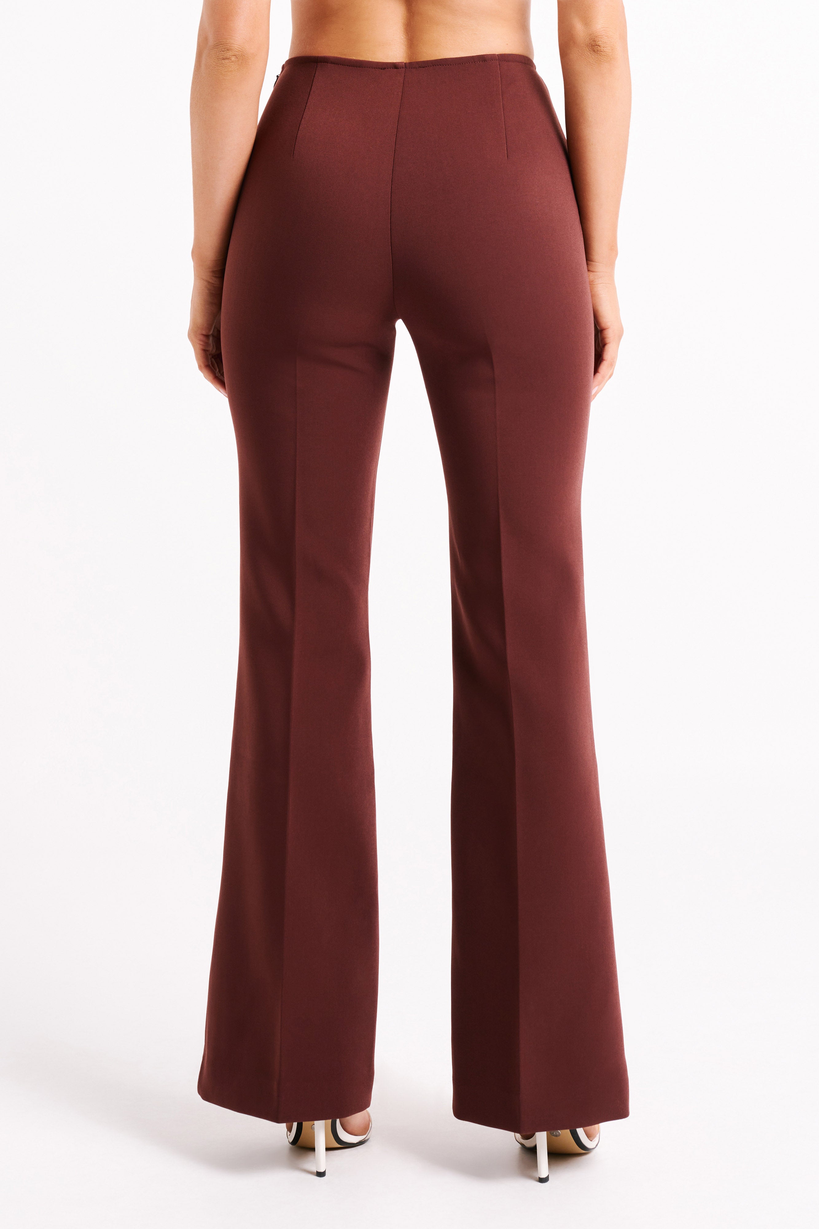 Loretta Fit & Flare Tailored Pant - Chocolate-My Chic Way.All Rights Reserved