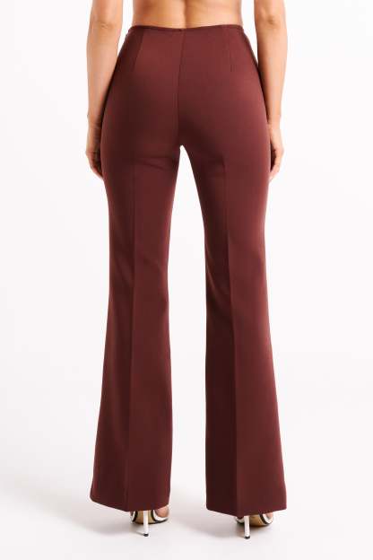 Loretta Fit & Flare Tailored Pant - Chocolate-My Chic Way.All Rights Reserved
