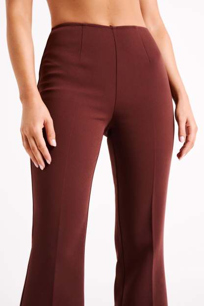 Loretta Fit & Flare Tailored Pant - Chocolate-My Chic Way.All Rights Reserved