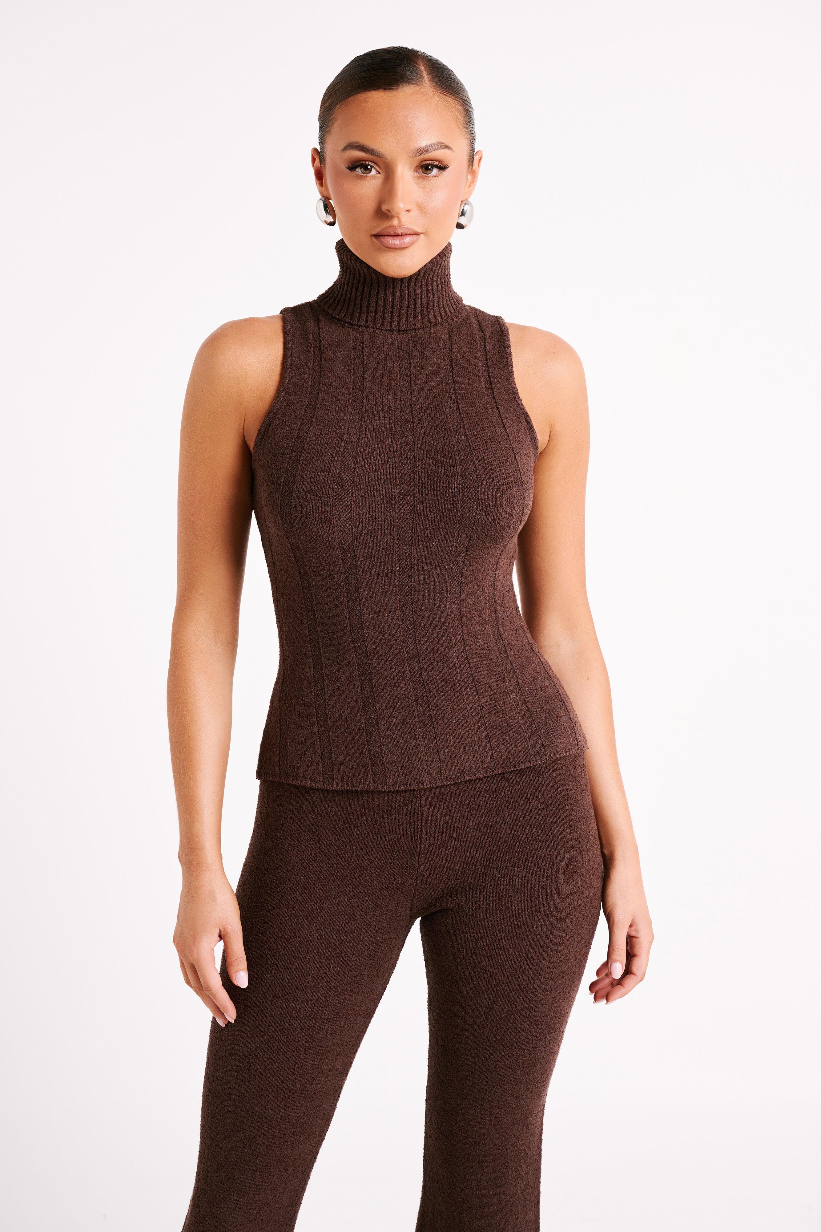 Angelina Ribbed Turtleneck - Chocolate-My Chic Way.All Rights Reserved