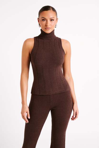 Angelina Ribbed Turtleneck - Chocolate-My Chic Way.All Rights Reserved