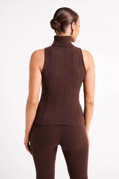 Angelina Ribbed Turtleneck - Chocolate-My Chic Way.All Rights Reserved