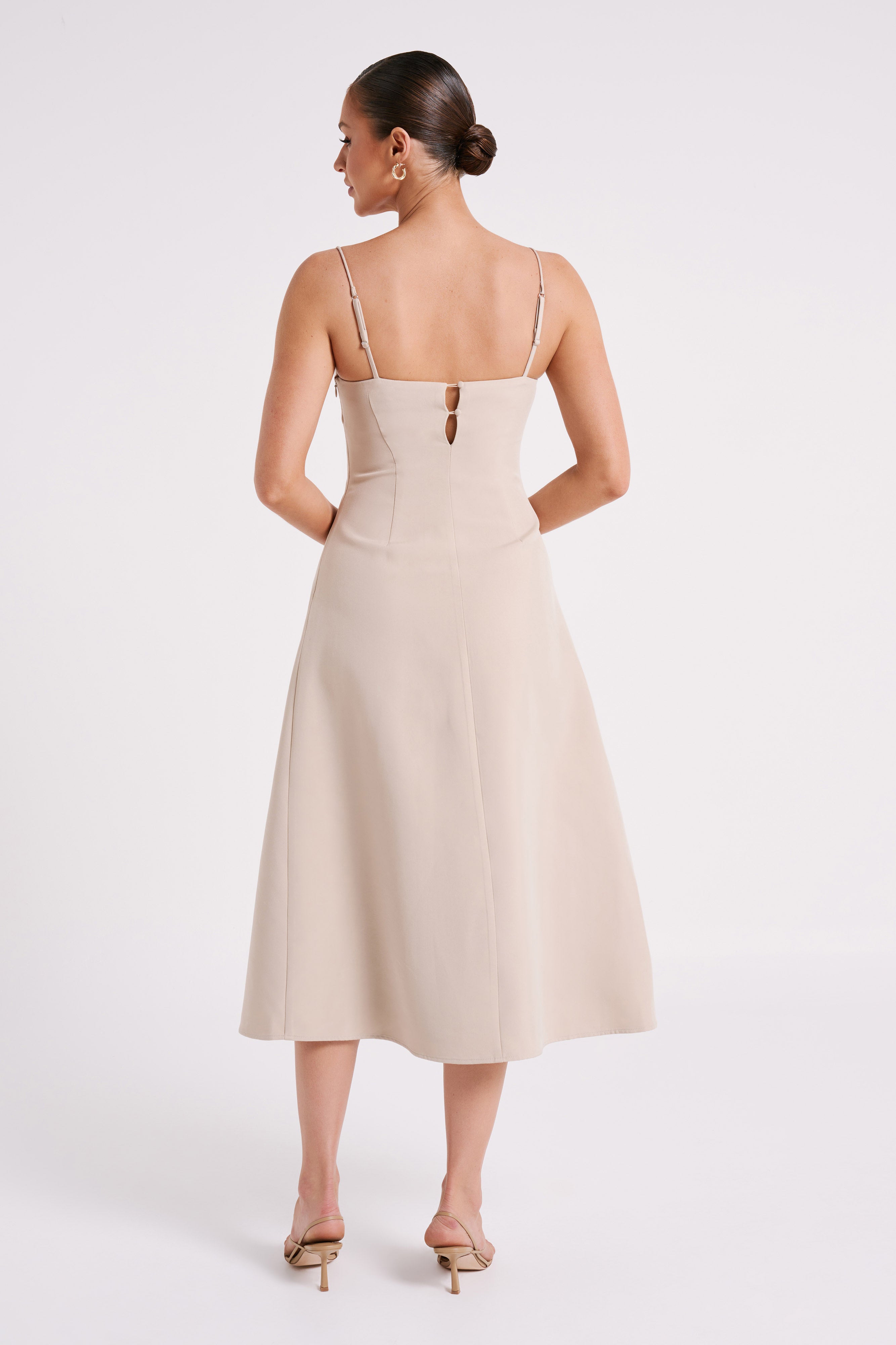 Alaina A-Line Midi Dress - Natural-My Chic Way.All Rights Reserved
