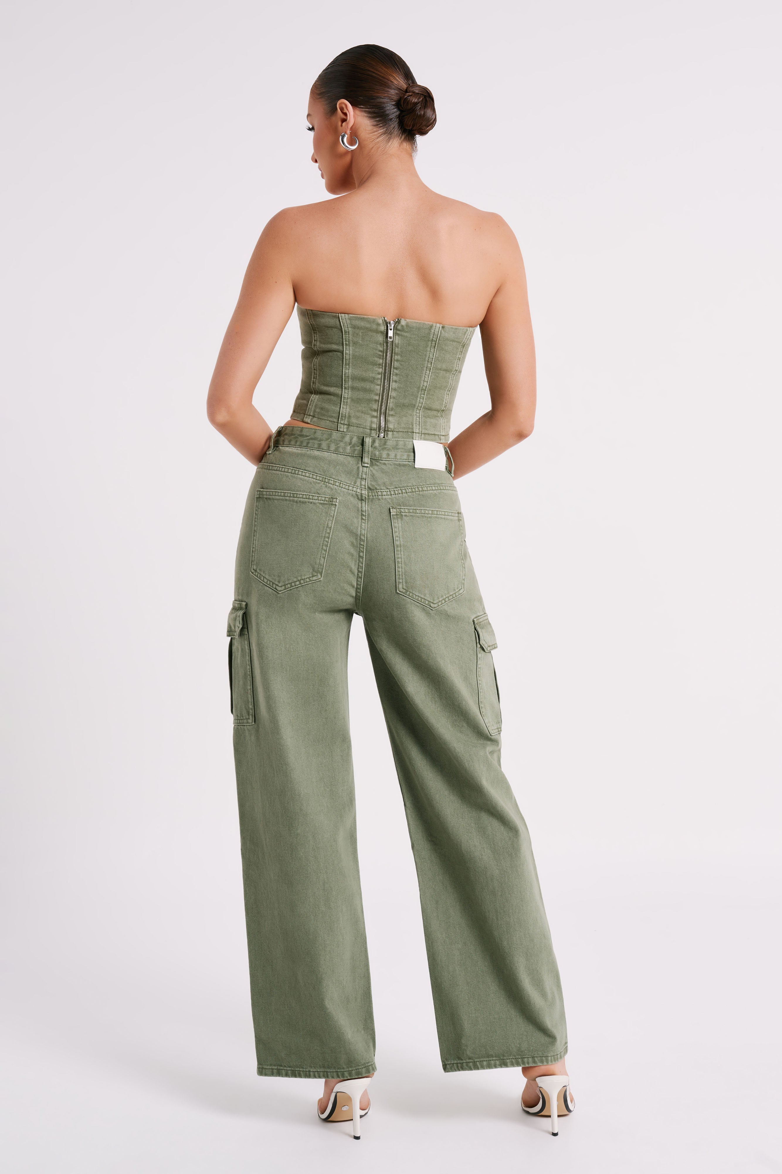 Jordana Denim Tube Top - Khaki-My Chic Way.All Rights Reserved