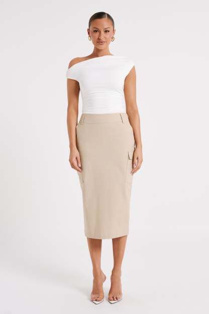 Lorna Mid Rise Cargo Skirt - Stone-My Chic Way.All Rights Reserved