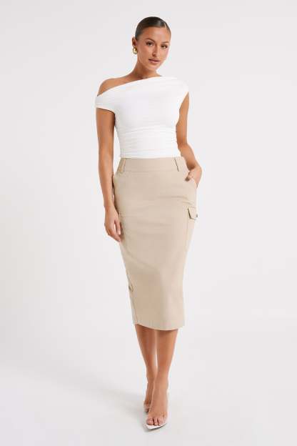 Lorna Mid Rise Cargo Skirt - Stone-My Chic Way.All Rights Reserved