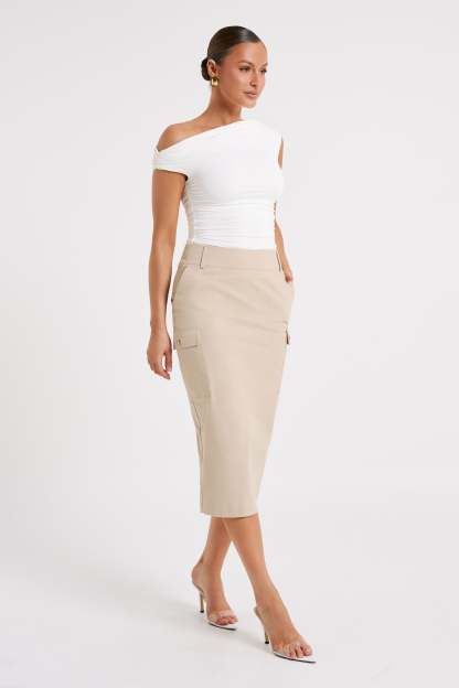 Lorna Mid Rise Cargo Skirt - Stone-My Chic Way.All Rights Reserved