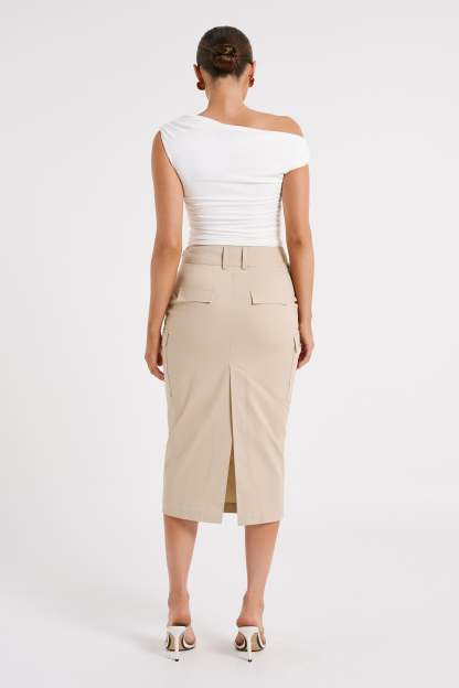 Lorna Mid Rise Cargo Skirt - Stone-My Chic Way.All Rights Reserved