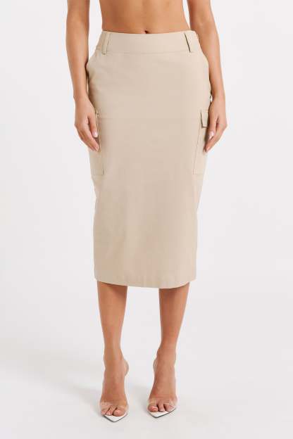 Lorna Mid Rise Cargo Skirt - Stone-My Chic Way.All Rights Reserved