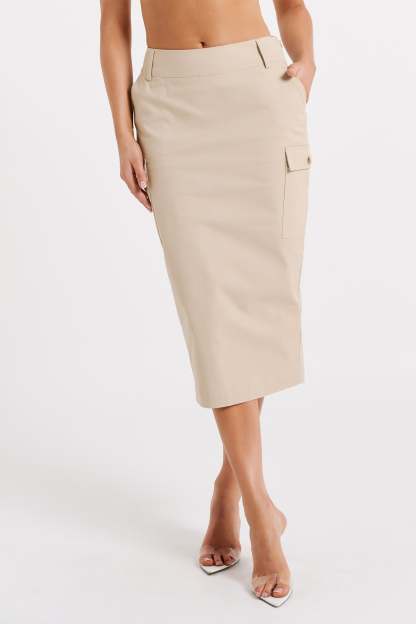 Lorna Mid Rise Cargo Skirt - Stone-My Chic Way.All Rights Reserved