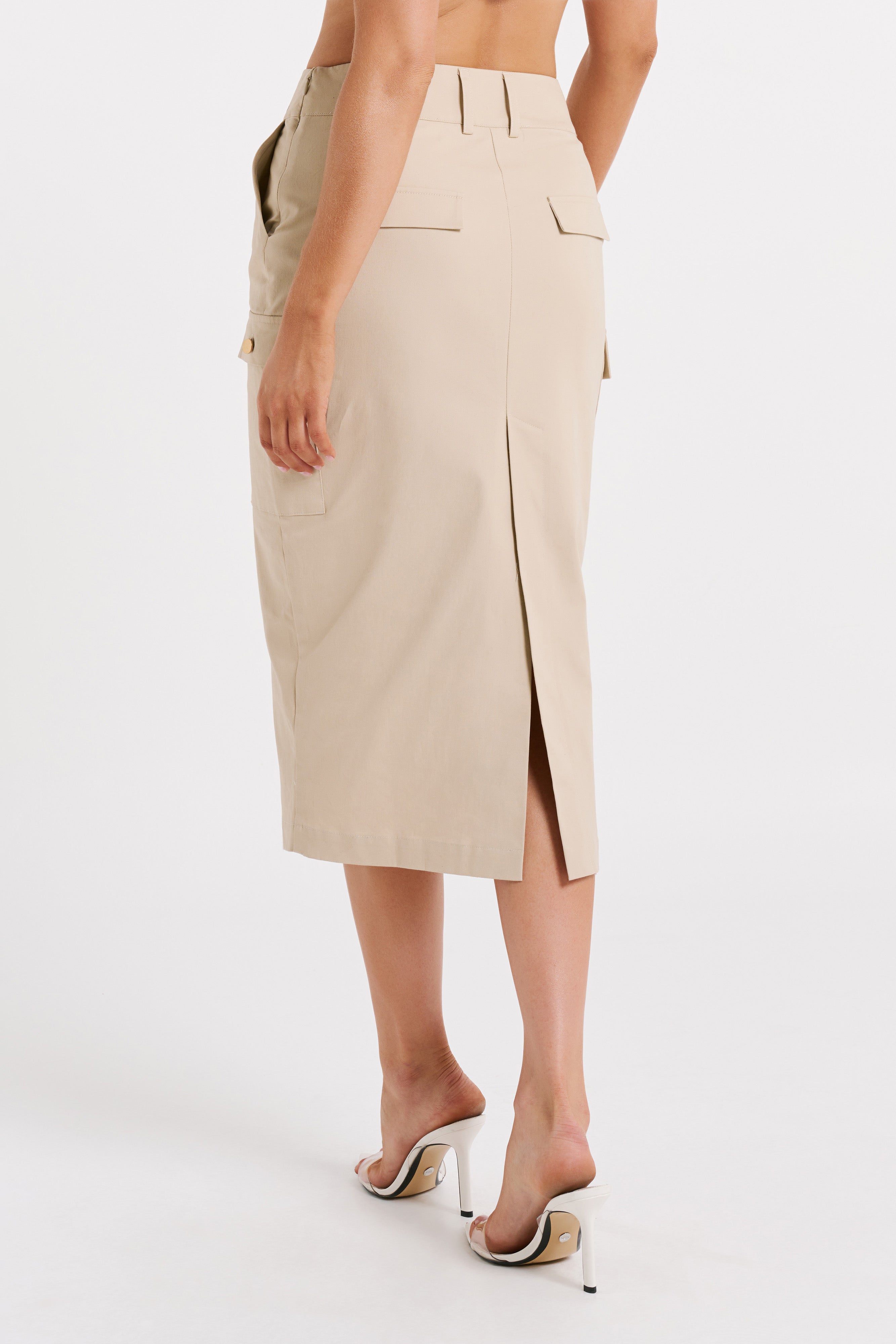 Lorna Mid Rise Cargo Skirt - Stone-My Chic Way.All Rights Reserved