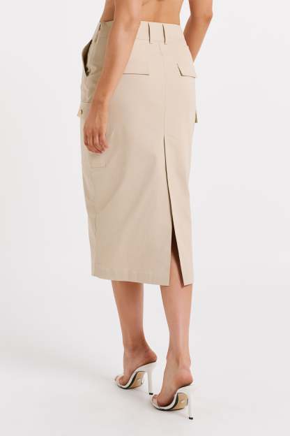 Lorna Mid Rise Cargo Skirt - Stone-My Chic Way.All Rights Reserved